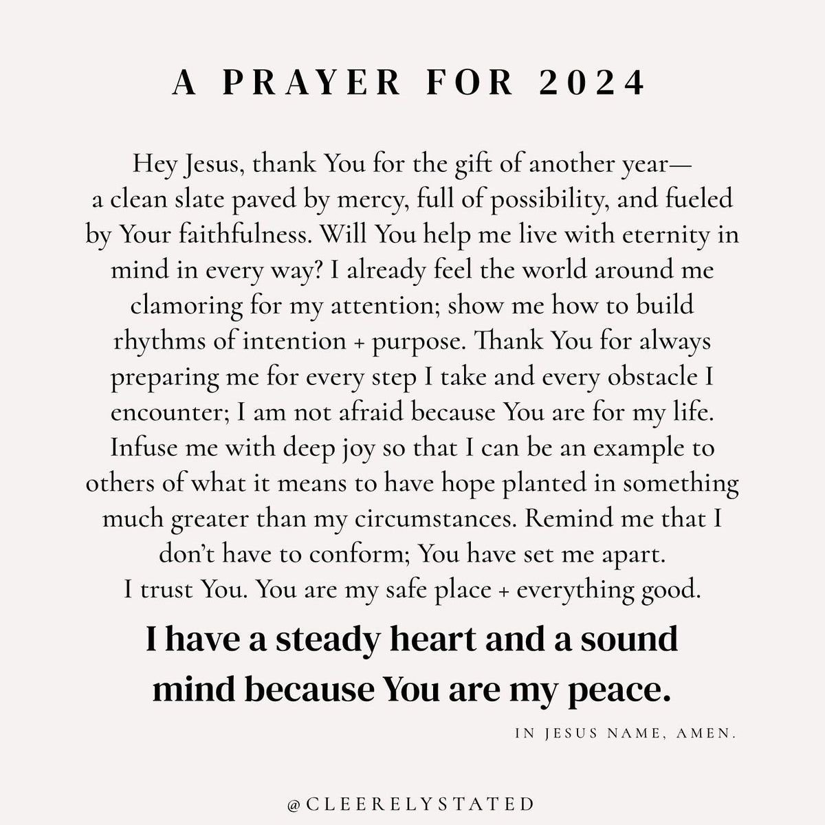 A prayer for 2024 Cleerely Stated