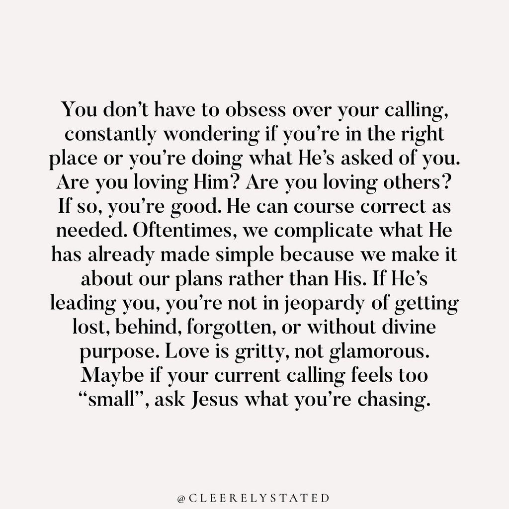 You don't have to obsess over your calling